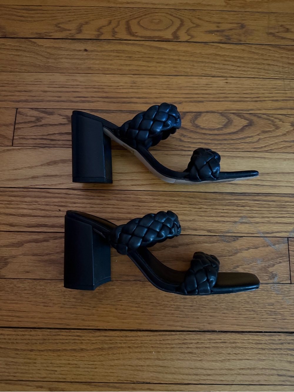 Madden Girl Black Braided Double-Strap Block Heels - Picture 3 of 4